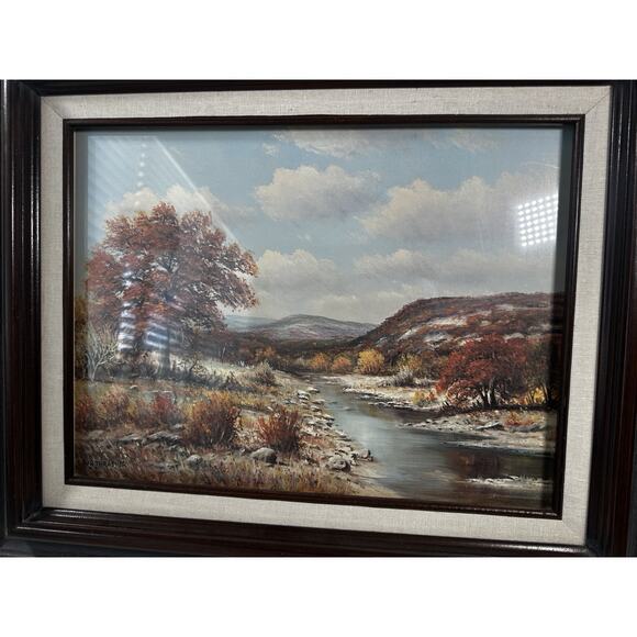 Autumn Hill Country Landscape Signed W.R. (William Robert) Thrasher Framed Print - Picture 2 of 8